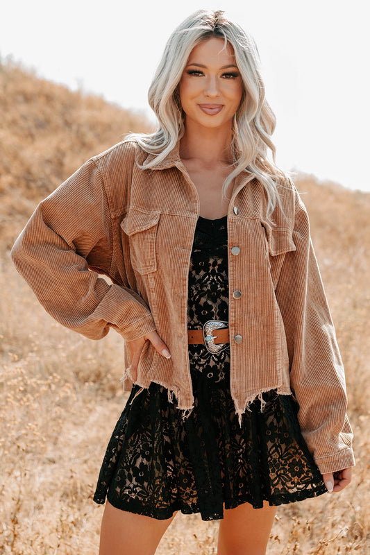 Promise Me Forever POL Corduroy Shacket (Camel)